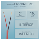 Alambre de Alarma contra Incendios - Bobina de 305 Metros (1000 Pies): 2 x 16 AWG, Rojo, Tipo FPLR, (UL) FT4, Ideal para Sistemas de Detección y Evacuación de Incendios LINKEDPRO - Imagen 1
