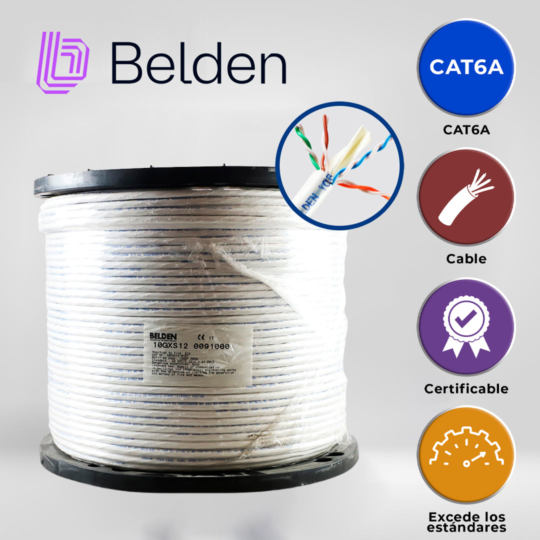 Bobina Cable UTP Cat6A 305m (1001ft) PVC CMR 23 AWG 100% Cobre Belden 10GXS12 - SILYMX