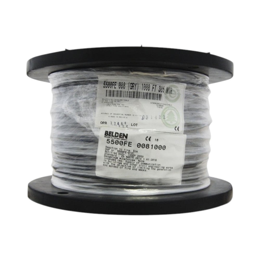 Bobina de Cable Belden 2x22 AWG CMR Blindado 305 Metros Gris 5500FE 0081000 - SILYMX