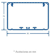 Canaleta de aluminio, 99 x 72 mm, tramo de 3m INKA-100 - SILYMX
