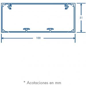 Canaleta de aluminio 100 x 51 mm tramo de 3m INKA-151 - SILYMX