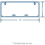 Canaleta de aluminio 100 x 51 mm tramo de 3m INKA-151 - SILYMX