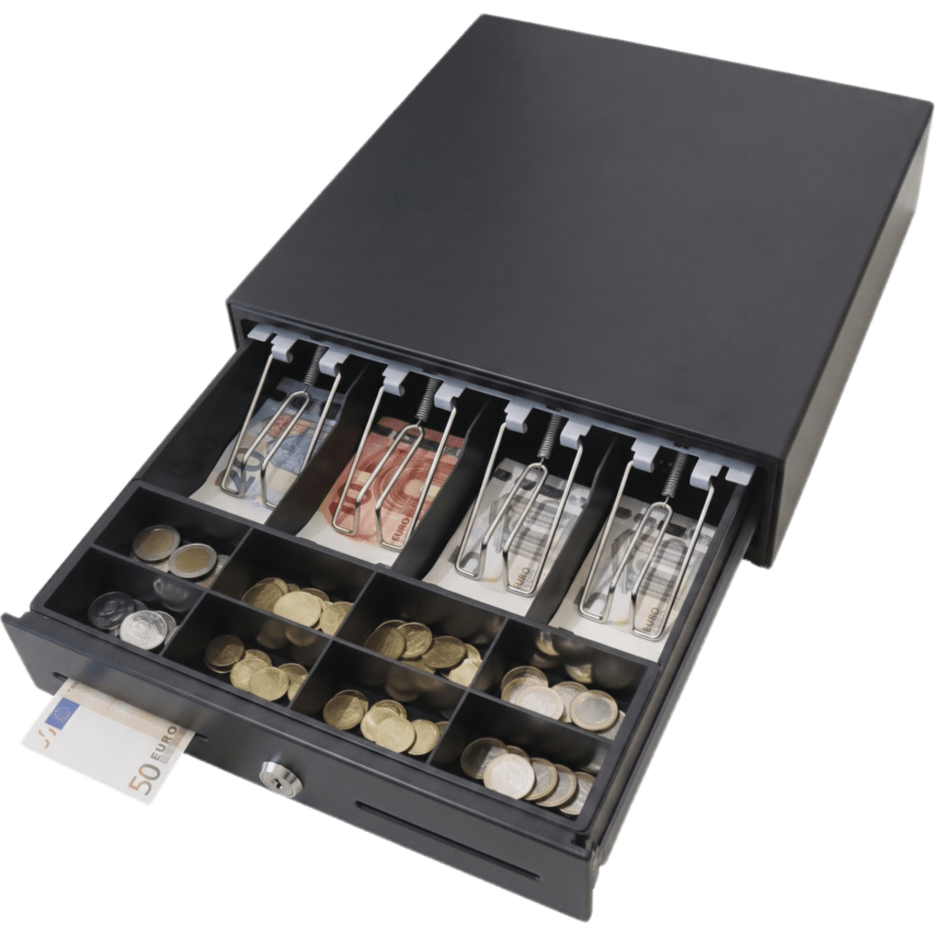 Cajón para Efectivo / 4 Compartimentos Billetes / 5-8 Compartimentos Monedas / Ranura de Inserción / Cerradura con Llave / Diseño Extraíble MAKEN - Imagen 1