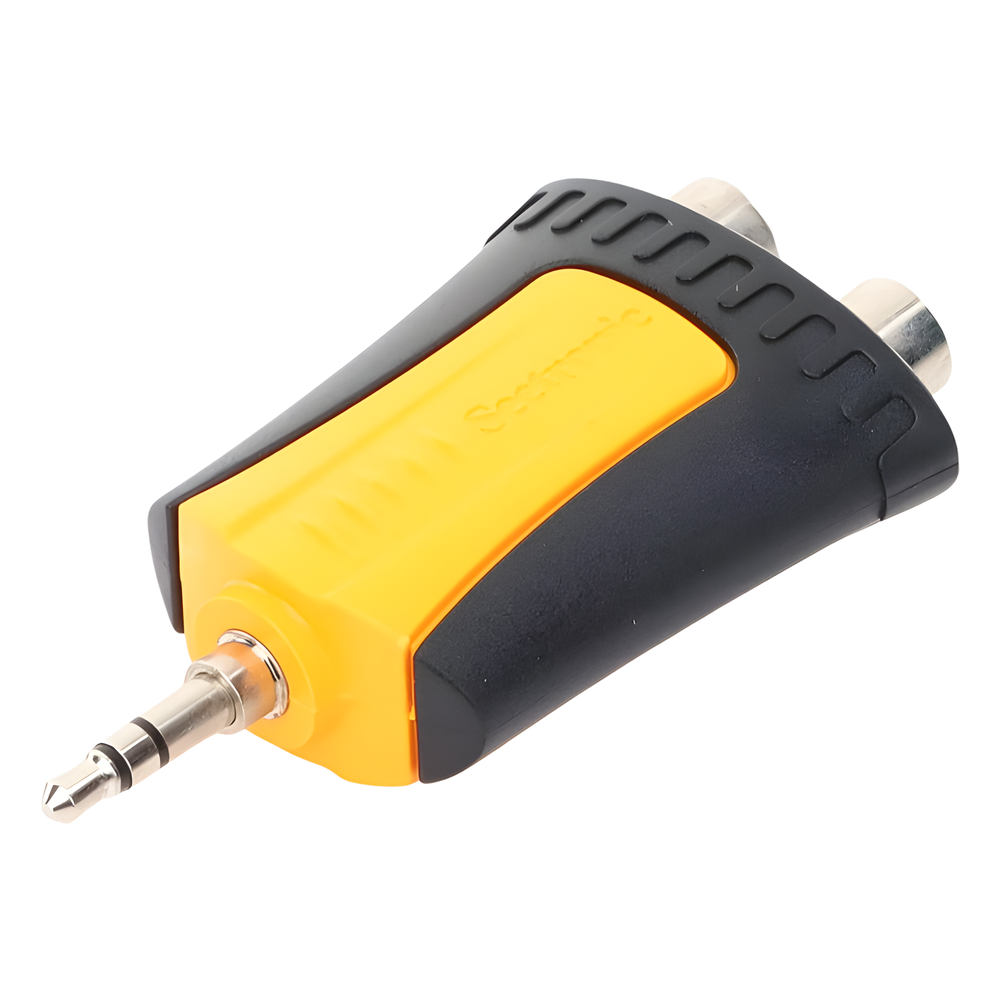 Adaptador de Audio 3.5 mm Estéreo a 2 RCA Hembra Carcasa Plástico Precableado SEETRONIC MMJ3-2RF - Imagen 2