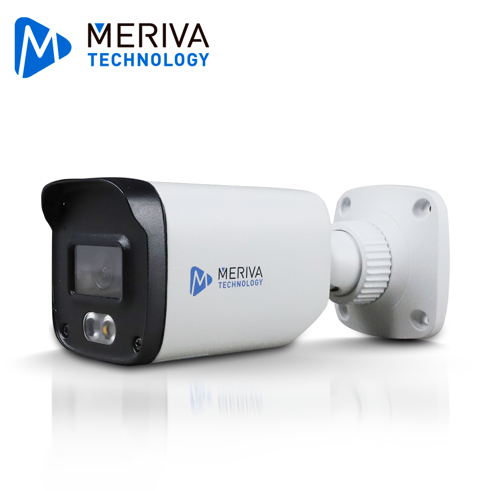 Camara Bullet IP 2MP H.265+ Lente 2.8mm IR 20-30m Luz Calida Microfono PoE IP67 Meriva Technology MOB-202FS4D - Imagen 1