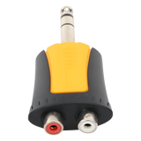 Adaptador de Audio Estereo Plug 1/4 pulgada (6.3mm) a 2 RCA Hembra Precableado Carcasa Plastica SEETRONIC MP3-2RF - Imagen 3