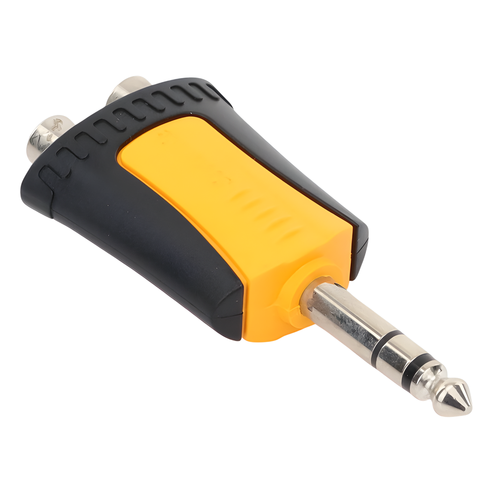 Adaptador de Audio Estereo Plug 1/4 pulgada (6.3mm) a 2 RCA Hembra Precableado Carcasa Plastica SEETRONIC MP3-2RF - Imagen 5