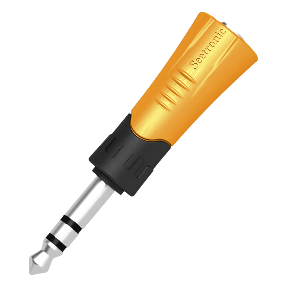 Adaptador de Audio Estereo 1/4" (6.35 mm) a Jack 3.5 mm Carcasa Plastica Resistente SEETRONIC MP3-MJF - Imagen 1