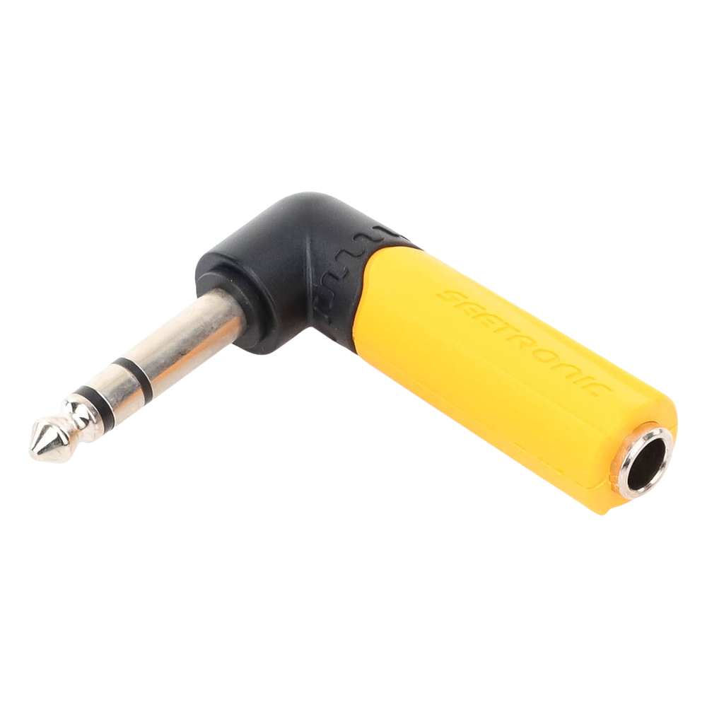 Adaptador de Audio Estéreo Jack 1/4in a 1/4in Ángulo Recto Carcasa Plástica SEETRONIC MP3-PM-R - Imagen 2