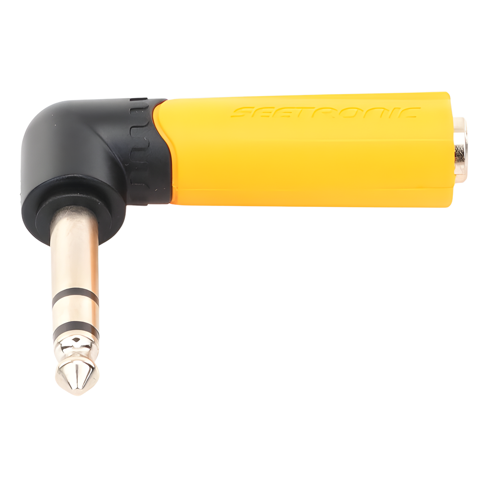 Adaptador de Audio Estéreo Jack 1/4in a 1/4in Ángulo Recto Carcasa Plástica SEETRONIC MP3-PM-R - Imagen 3