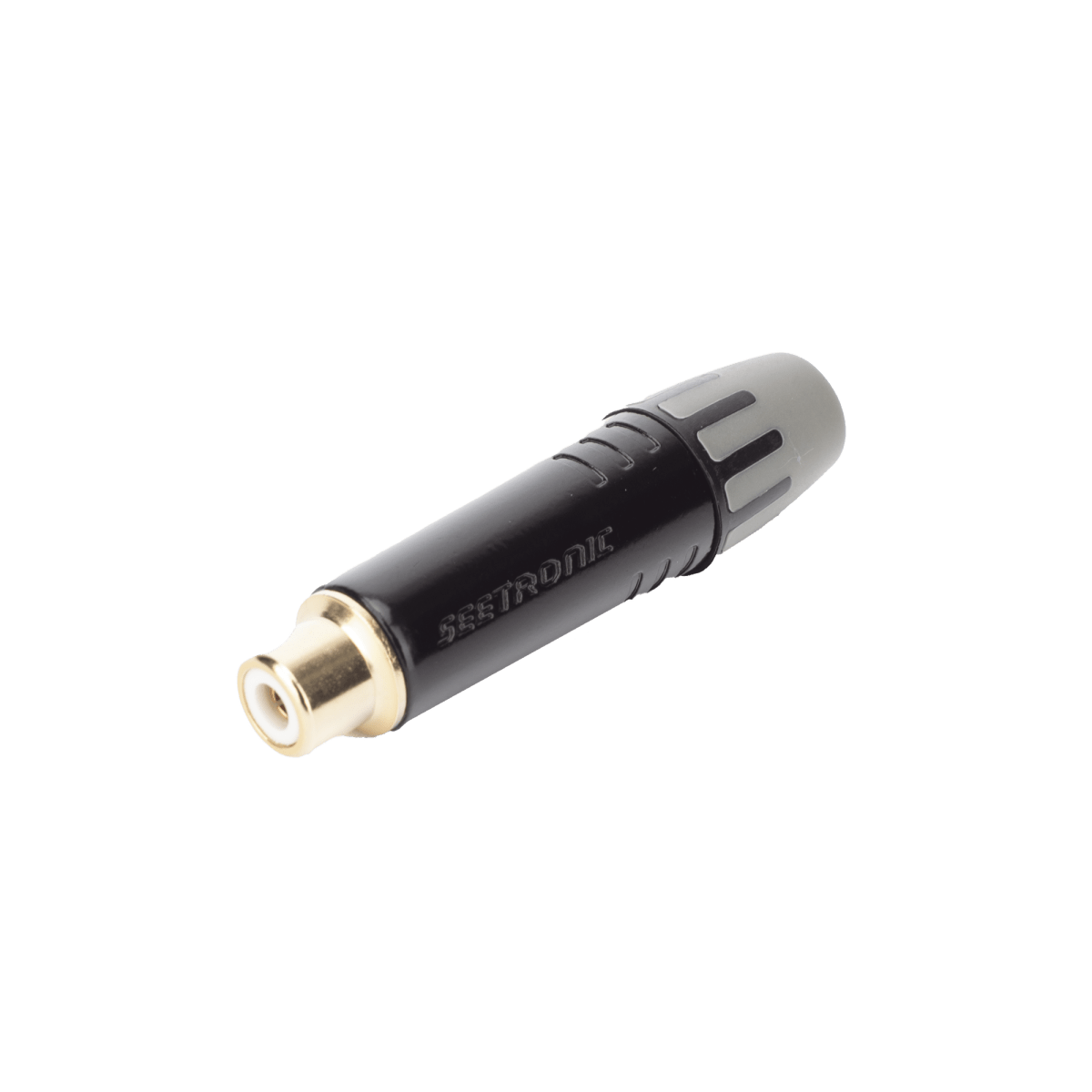 Equipos de AudioSEETRONICMT390Conector Hembra RCA Enchapado Oro Carcasa Negra Cable OD 3.5 - 6.5mm SEETRONIC MT390 - SILYMX