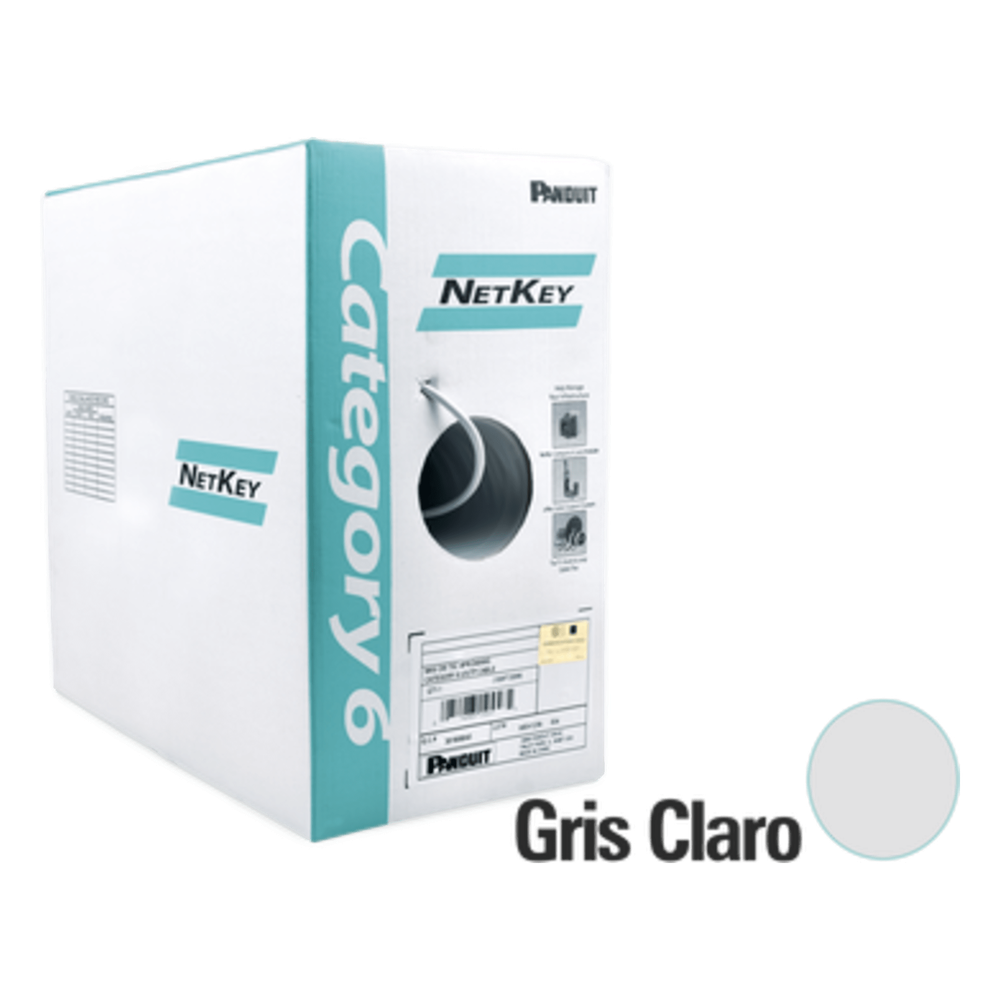 Bobina de Cable UTP de 305 Metros (1000 Pies) de Cobre, NetKey, Gris Claro, Categoría 6 (24 AWG), 1000Mbps, Riser (CMR), de 4 Pares PANDUIT - Imagen 2