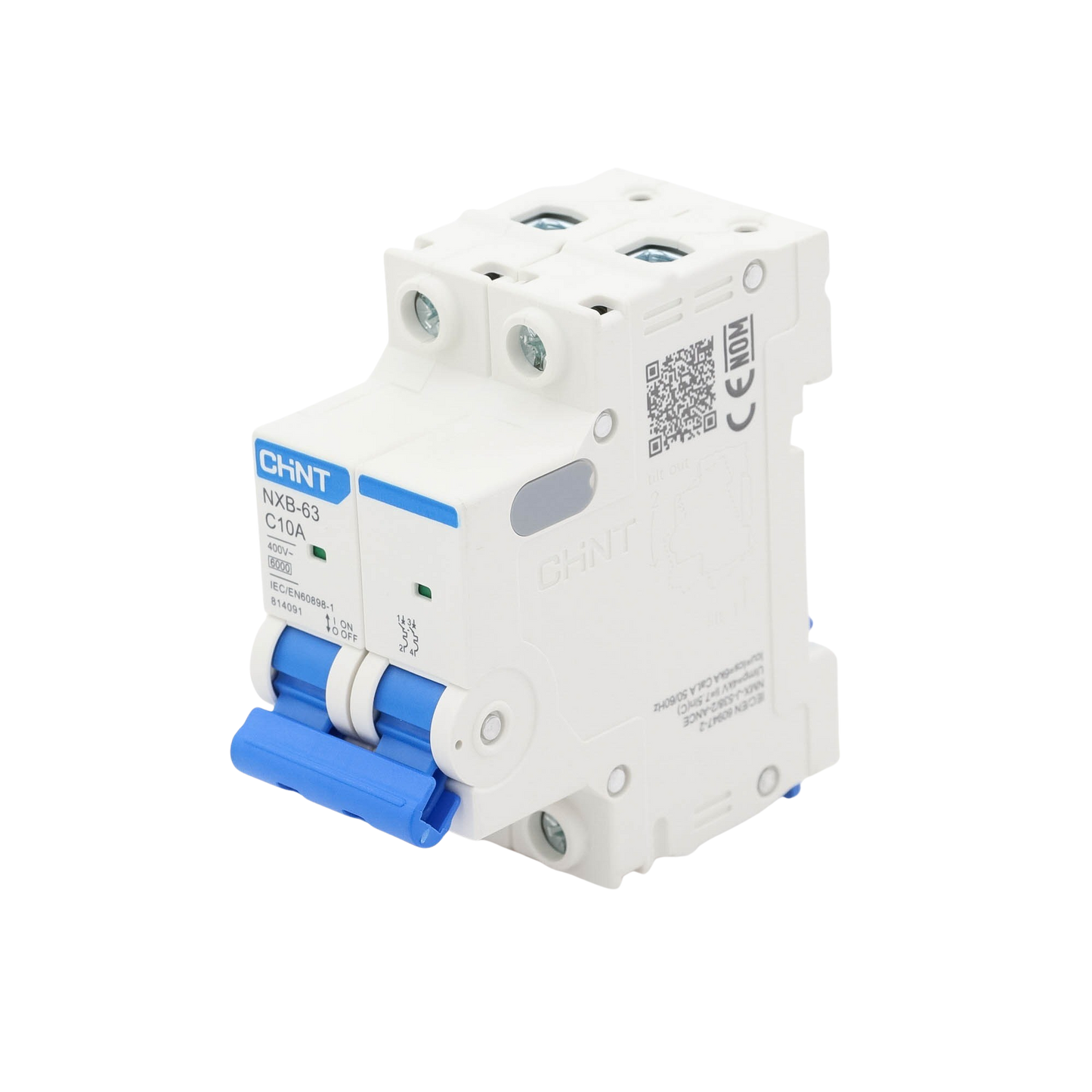 Pastilla para Riel Din, 2 Polos, 10 Amp, Vca:110/415v, 6kA, Catálogo: NXB632PC10. CHINT - Imagen 2