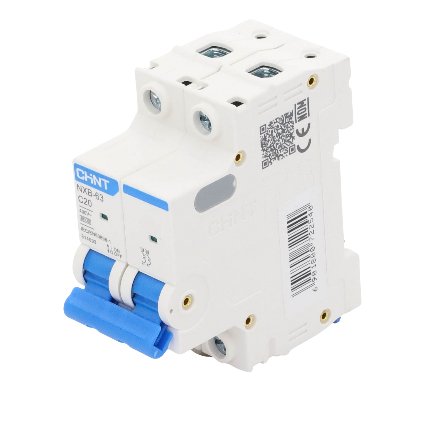 Pastilla para Riel Din, 2 Polos, 20 Amp, Vca:110/415v, 6kA, Catálogo: NXB632PC20. CHINT - Imagen 3