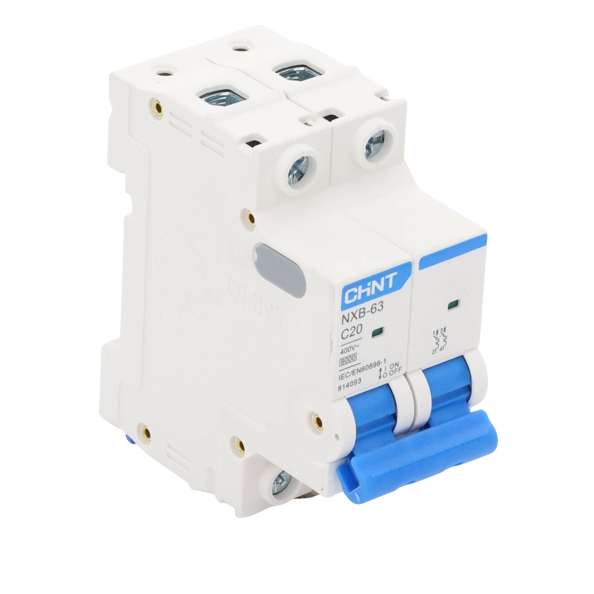 Pastilla para Riel Din, 2 Polos, 20 Amp, Vca:110/415v, 6kA, Catálogo: NXB632PC20. CHINT - Imagen 4