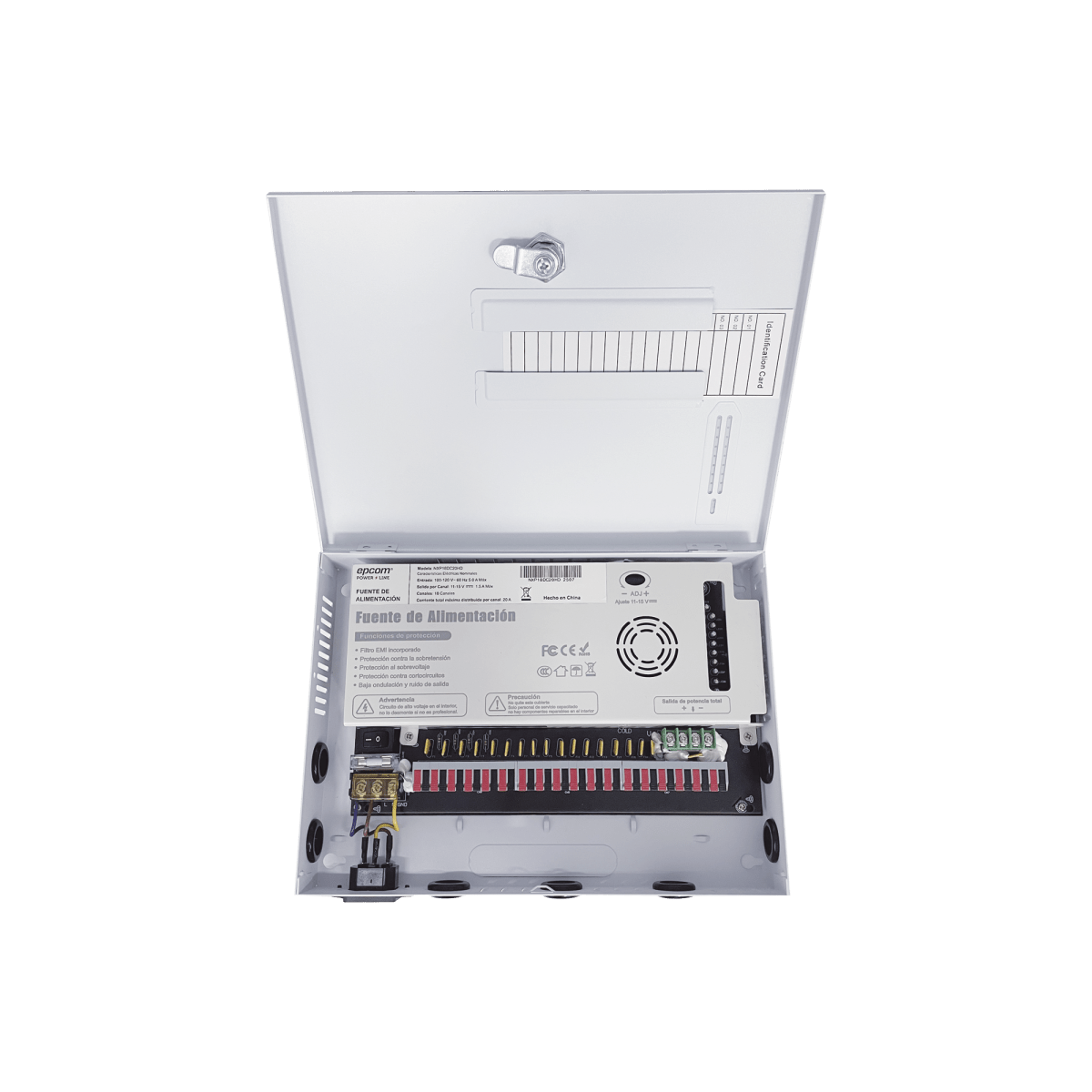 Fuentes de PoderEPCOM POWERLINENXP18DC20HDFuente de Poder 18 Canales 20A 11 - 15V Doble Ventilador Filtro Ruido EPCOM POWERLINE NXP18DC20HD - SILYMX