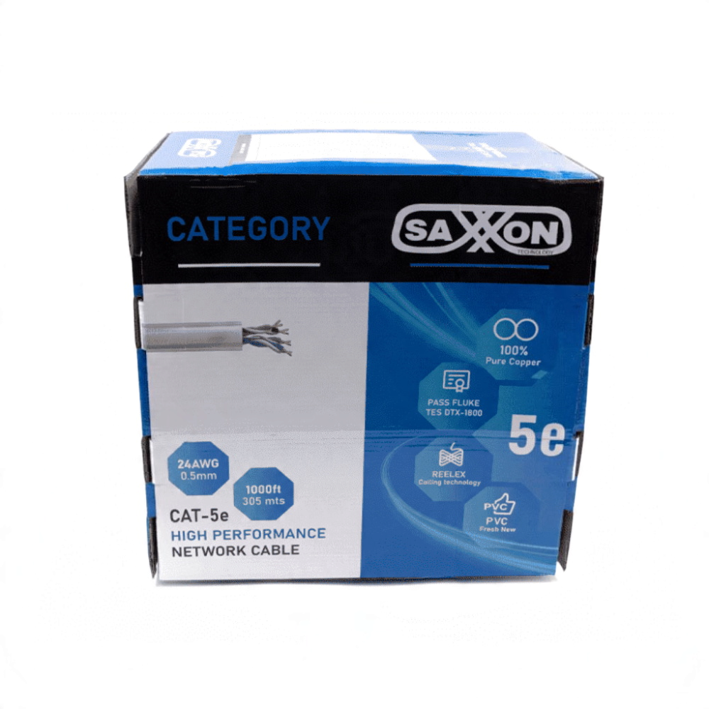 SAXXON OUTPCAT5E - Bobina de Cable UTP Cat5e 100% Cobre/ 305 Metros/ Bobinado REELEX /Color Gris/ Uso Interior/ 4 Pares/ Soporta Pruebas de Rendimiento/ Ideal para Cableado de Redes y Video/ - Imagen 4