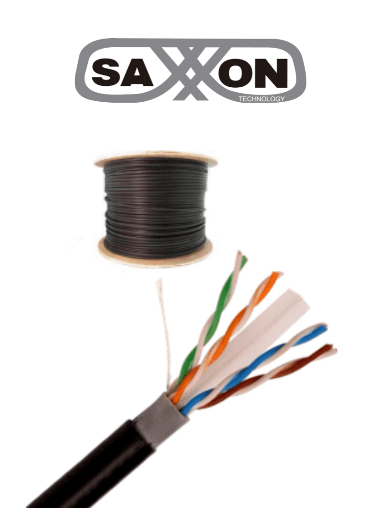 Cable UTP CCA de 305M Cat 6 Exterior Doble forro Color negro SAXXON - Imagen 1