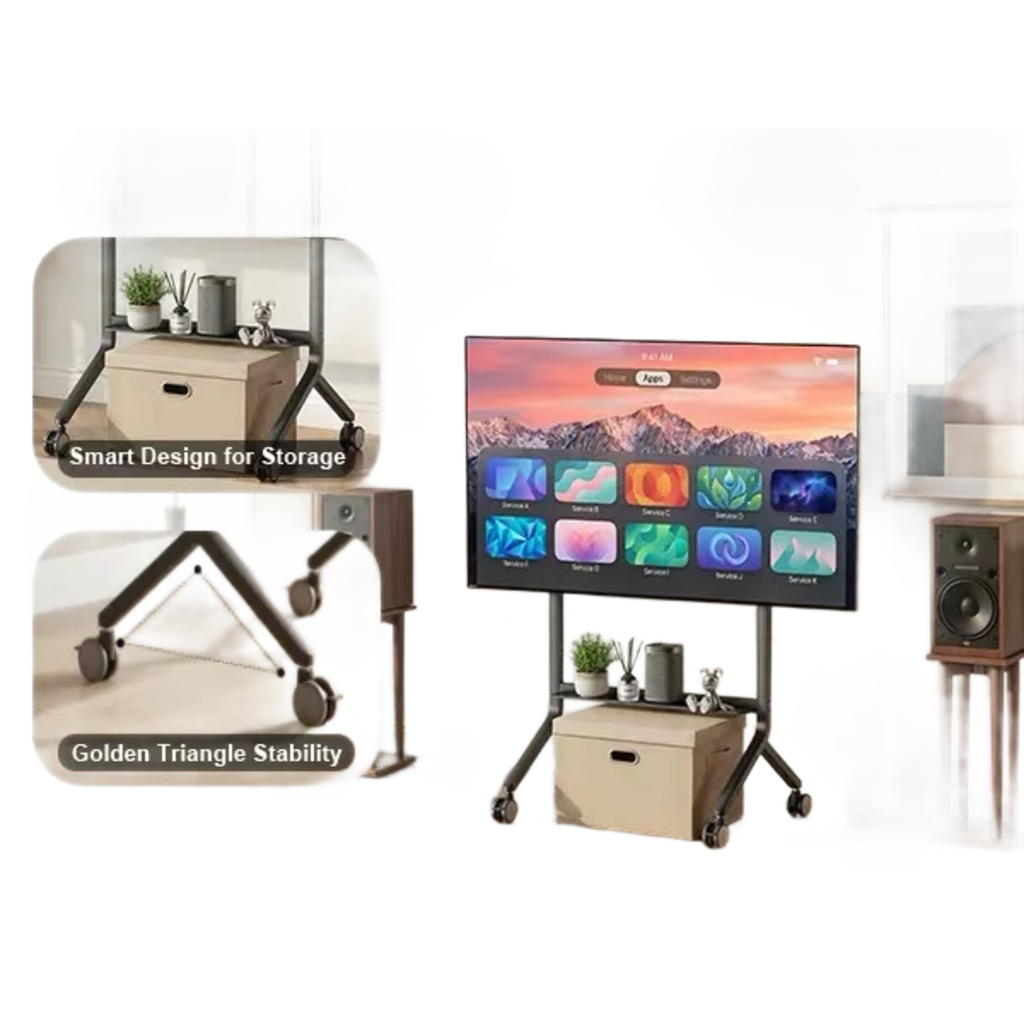 Soporte Móvil para Pantalla / 65" a 90" / Carga 90.9 kg (200 lbs) / VESA 200x200 a 800x500 / Altura Ajustable 1110-1560 mm (43.7"-61.4") / Ruedas 360° NB-EPCOM - Imagen 2