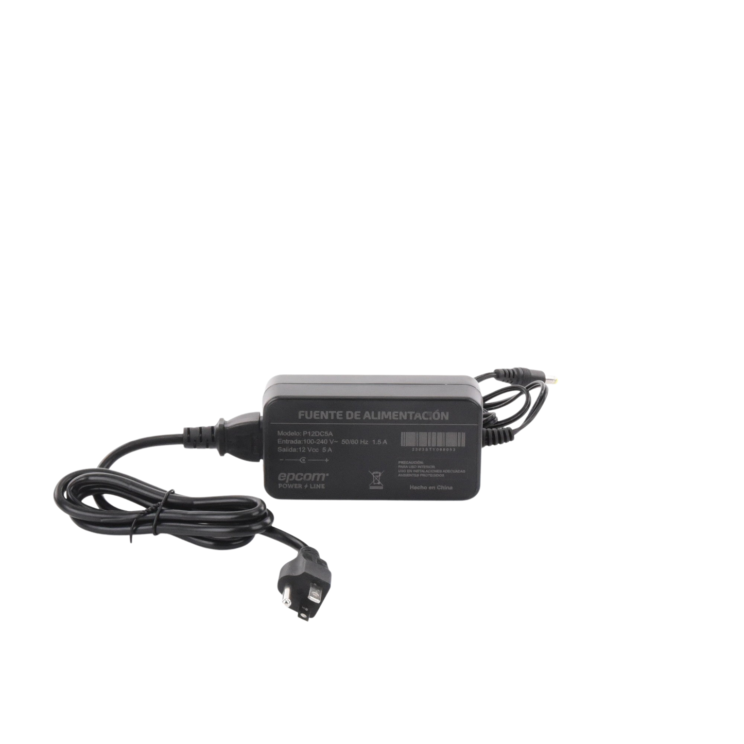 Fuente de poder con Cables de Extensión para Mayor Alcance 12 Vcc / 5 Amperes / Profesional / 0.5 metros a la toma de alimentación / 0.5 metros a la conexión del dispositivo EPCOM POWERLINE - Imagen 2