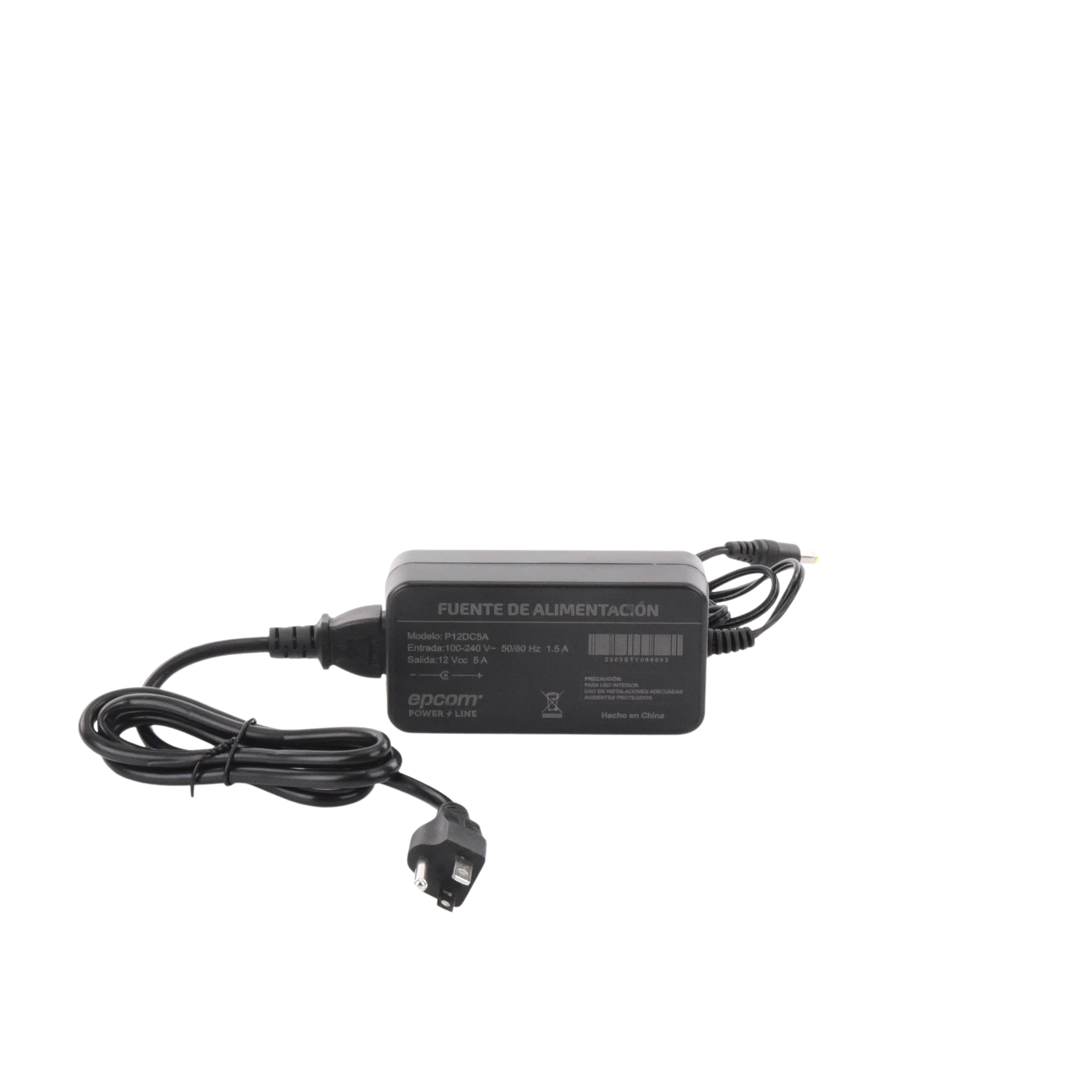 Fuente de poder con Cables de Extensión para Mayor Alcance 12 Vcc / 5 Amperes / Profesional / 0.5 metros a la toma de alimentación / 0.5 metros a la conexión del dispositivo EPCOM POWERLINE - Imagen 2