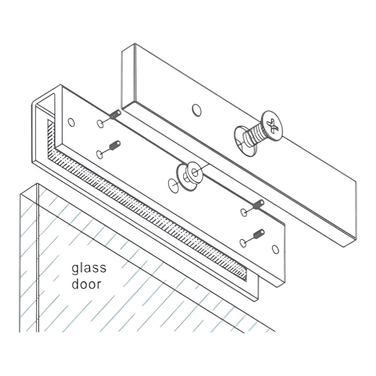 Paquete de contrachapa magnética de 120 Kg incluye soporte de fijación en U para instalación en puertas de vidrio o cristal templado LMB1805 + LMB-180U - SILYMX