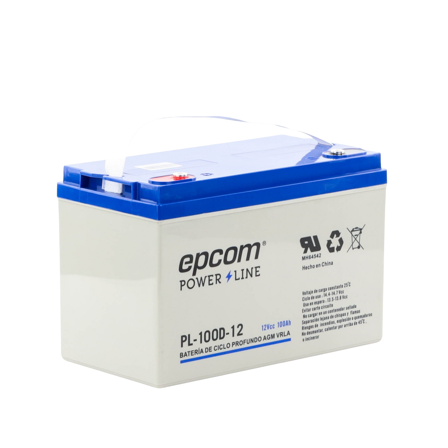 Acumulador EPCOM 12V, 100Ah Tecnología VRLA AGM Ciclo Profundo para Aplicaciones Fotovoltaicas terminales tipo M6 ( HEX ) EPCOM POWERLINE - Imagen 2