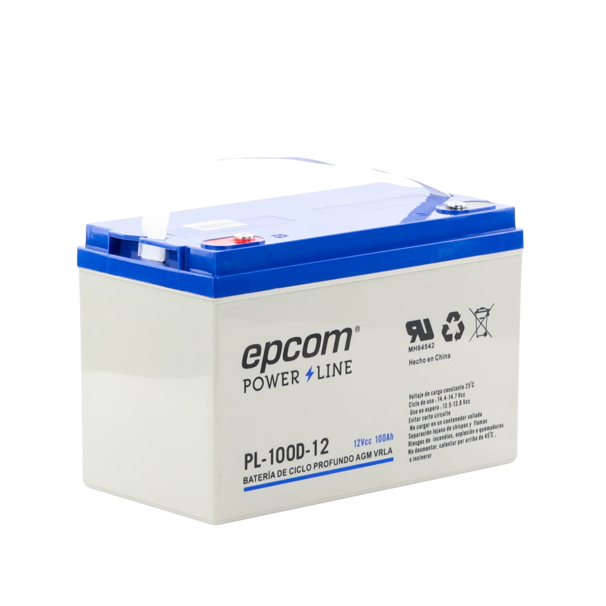 Acumulador EPCOM 12V, 100Ah Tecnología VRLA AGM Ciclo Profundo para Aplicaciones Fotovoltaicas terminales tipo M6 ( HEX ) EPCOM POWERLINE - Imagen 2