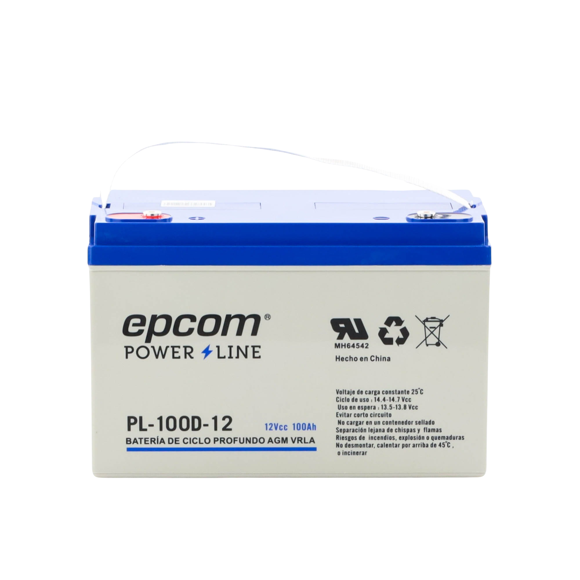 Acumulador EPCOM 12V, 100Ah Tecnología VRLA AGM Ciclo Profundo para Aplicaciones Fotovoltaicas terminales tipo M6 ( HEX ) EPCOM POWERLINE - Imagen 3