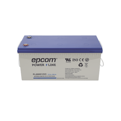 BateriasEPCOM POWERLINEPL200D12V2Batería Solar 12V 200Ah AGM - VRLA Ciclo Profundo UL Terminales T5 EPCOM POWERLINE PL200D12V2 - SILYMX