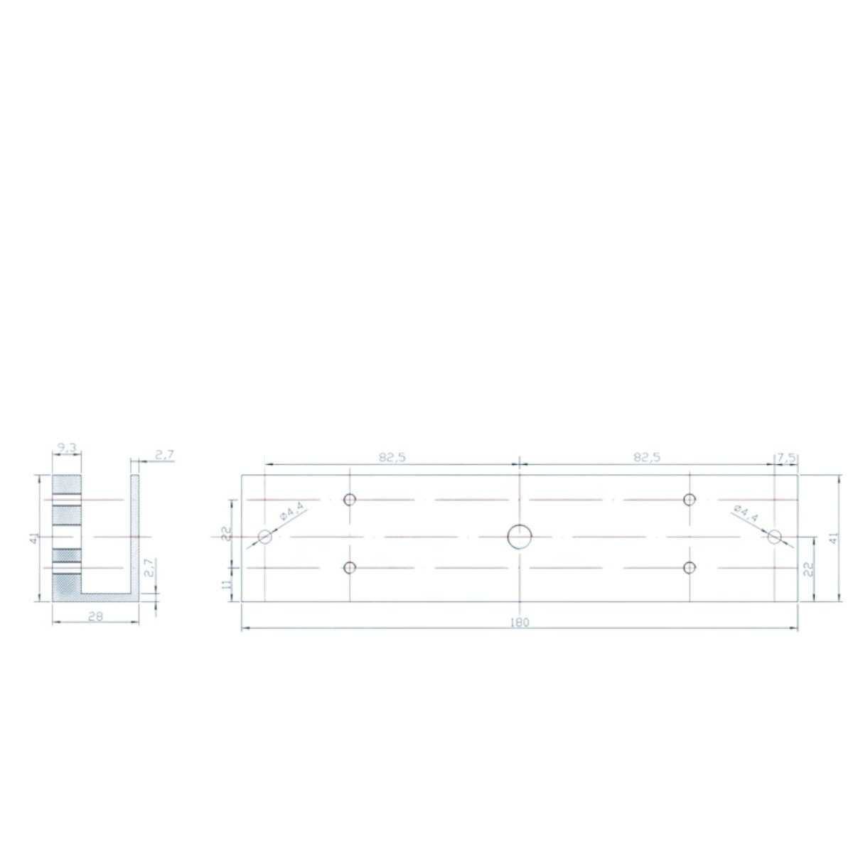 Soporte de Fijación tipo U para Puerta de Vidrio sin Marco MBK-280UL - SILYMX