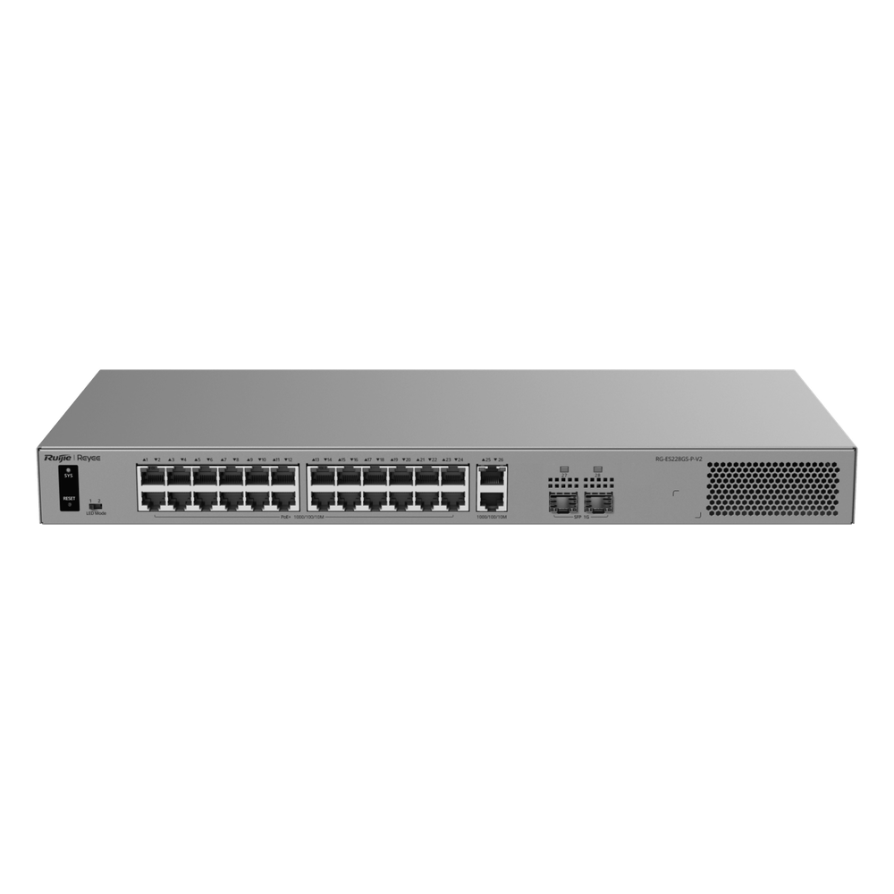 Switch Layer 2 Smart Cloud Managed / 28 Puertos Gigabit / 24 Puertos PoE+ 370 W / Switching 56 Gbps / Forwarding 41.664 Mpps / Protección 6 kV / CCTV Mode