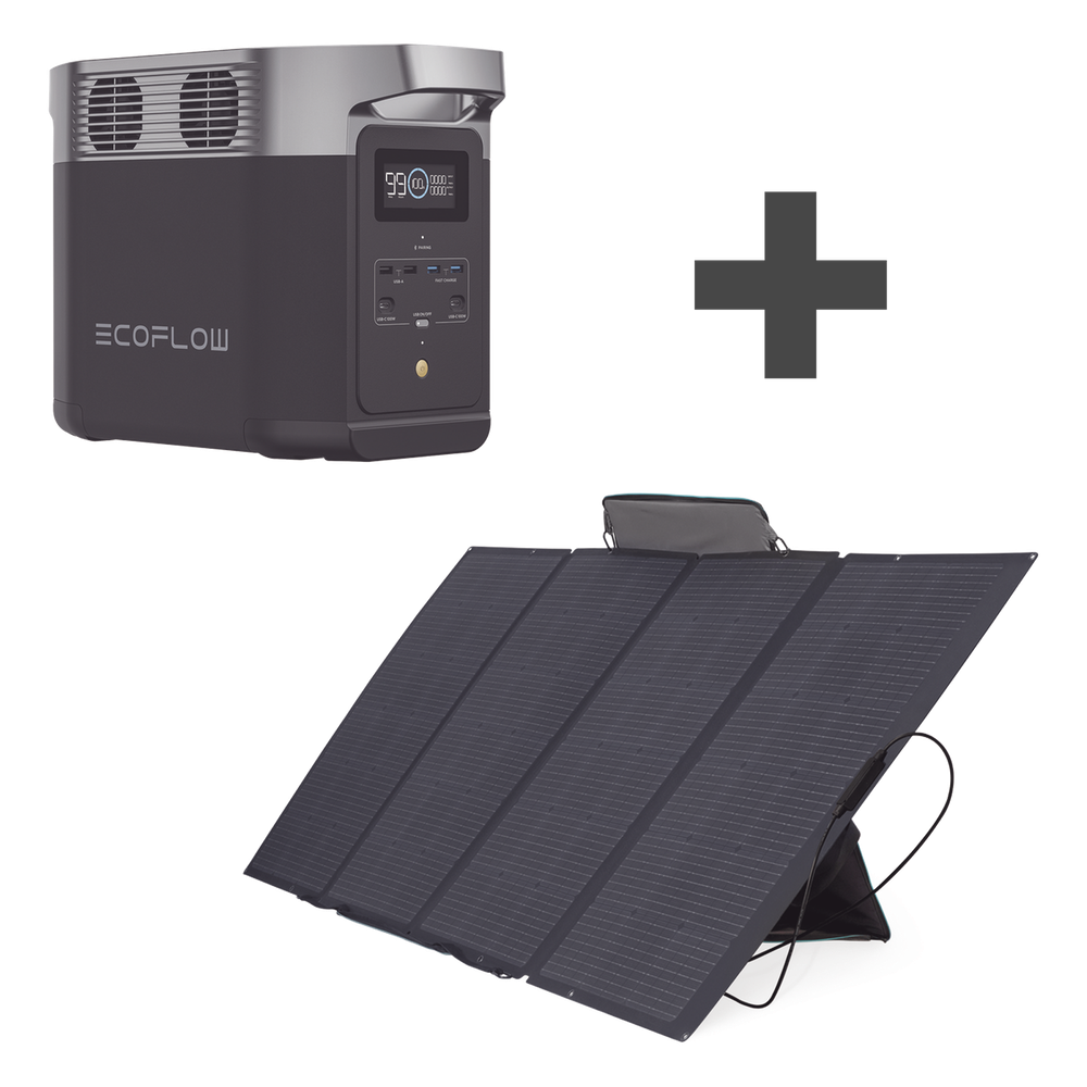 Kit Estación de Energía Portátil / 1024Wh LiFePO4 / Panel Solar Flexible 400W / 3000 Ciclos / X-Boost 2400W
