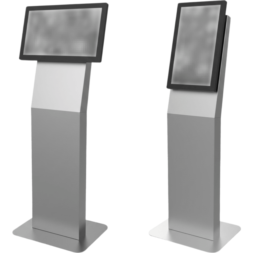 Kiosco para Pantalla Indoor / Orientación Dual / 15" a 32" / VESA 100x100 a 200x200 / Base Rectangular / Gestión de Cables