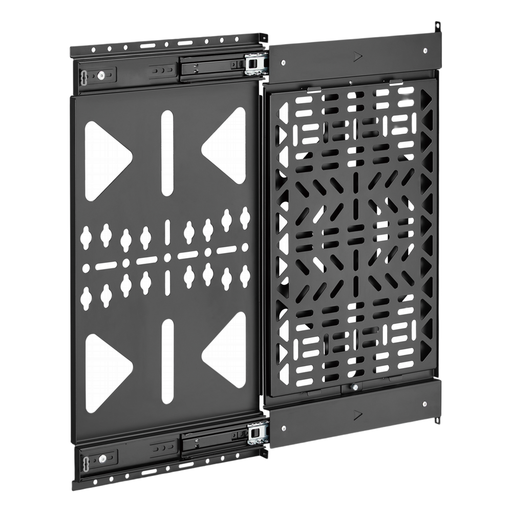 Panel de Almacenamiento AV Deslizante / Capacidad 10 kg (22 lbs) / Rango 300 mm / Acero de Alta Resistencia / Quick-Release / Montaje Pared y Riel