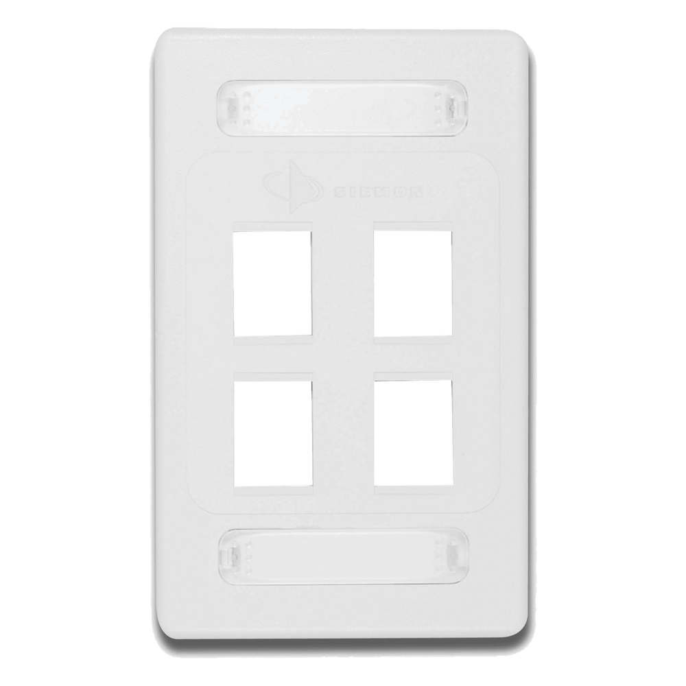 Placa de Pared Modular 10G MAX de 4 Salidas, Color Blanco, Versión Bulk (Sin Empaque Individual)