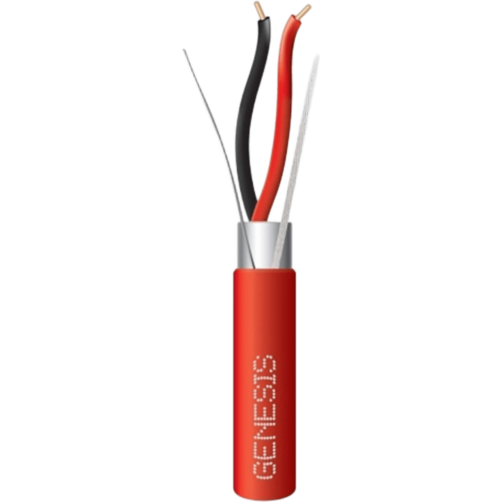 Carrete de 305 Metros (1000 Pies) de Alambre / 2 x 12 AWG / Riser / Blindado / Para Aplicaciones de Incendio FPLR / Sólido Color Rojo