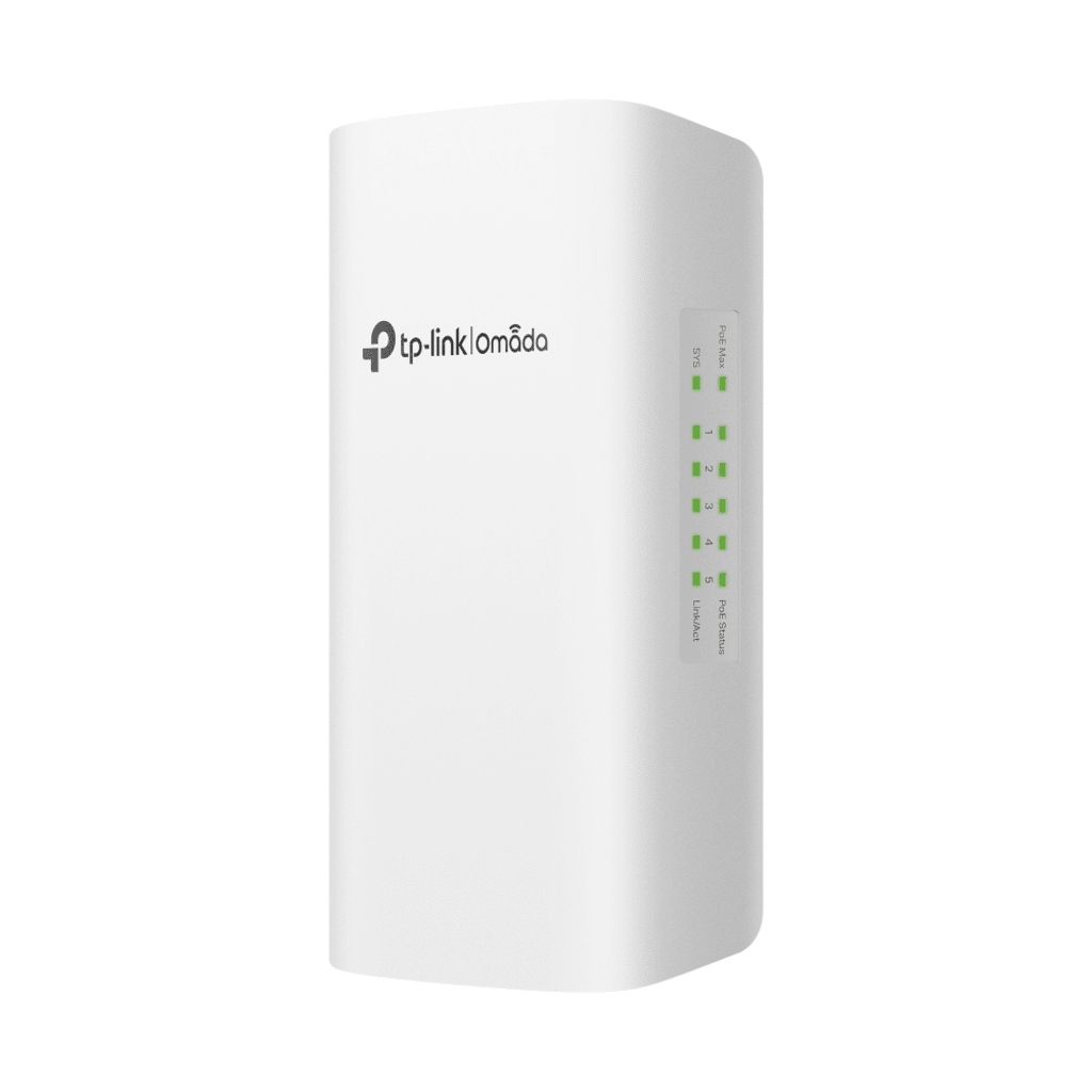 Switches PoETP - LINKSG2005PPDSwitch PoE Exterior 5 Puertos Gigabit 1 PoE++ IN 4 PoE+ OUT 62W IP65 Omada TP - LINK SG2005PPD - SILYMX