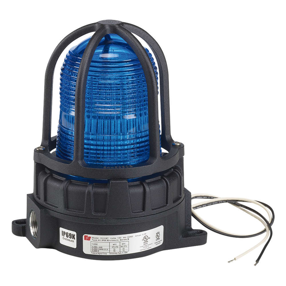 Luz de advertencia LED para ubicaciones peligrosas, montaje para superficies, 24 VCD, color Azul