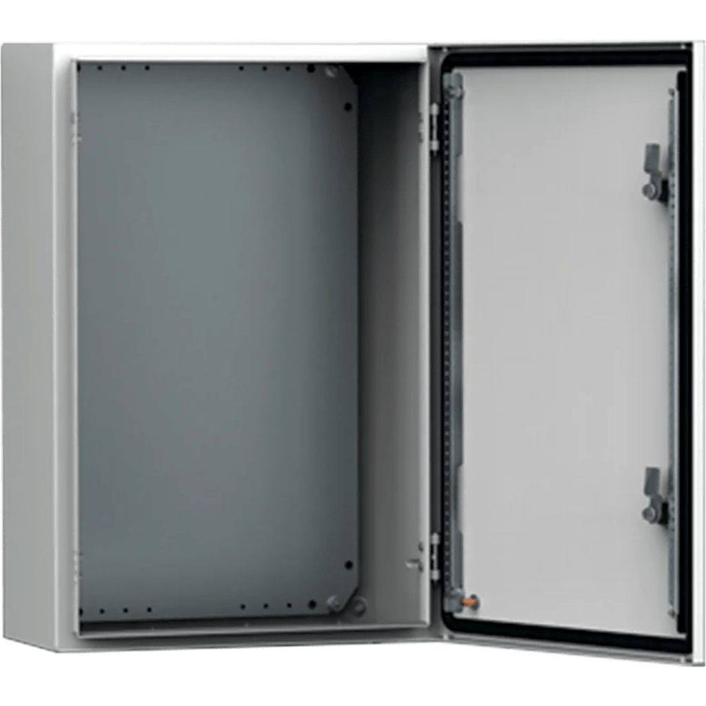 Gabinete de Uso Exterior MAS 800 x 800 x 300 mm (31.5 x 31.5 x 11.8 in) NEMA 4/12/13; IP66; IK10 de Acero Dulce 1.5 mm con Platina de Montaje Incluida Color Gris Claro