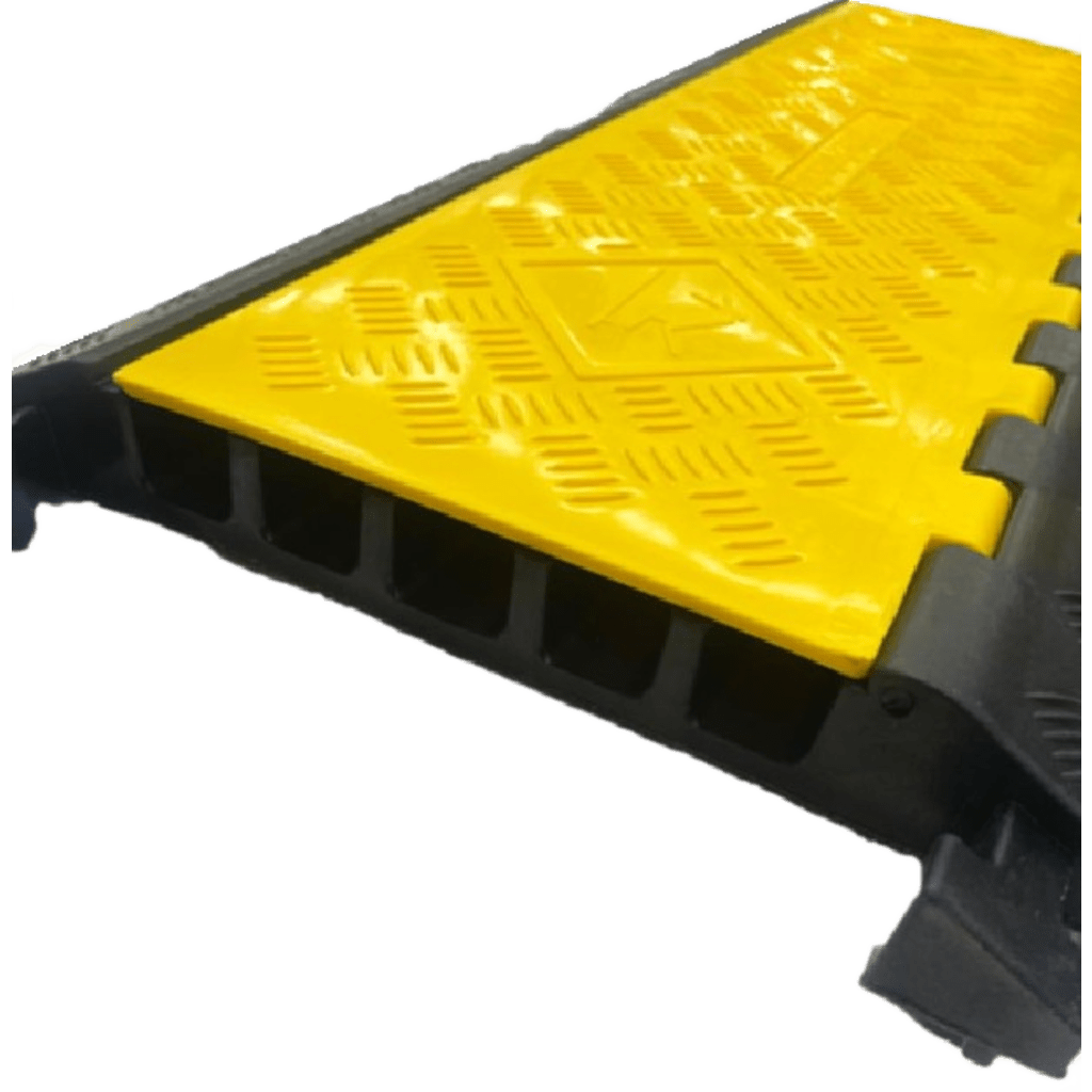 Protector de Cable de 5 Canales Base de Goma y Tapa de Plástico Capacidad 4.6 Toneladas Canal 38x35MM Longitud 90 cm Amarillo y Negro - SILYMX