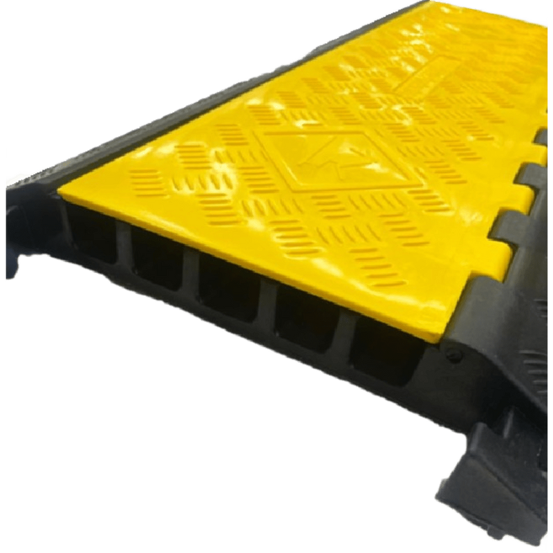 Protector de Cable de 5 Canales Base de Goma y Tapa de Plástico Capacidad 4.6 Toneladas Canal 38x35MM Longitud 90 cm Amarillo y Negro - SILYMX
