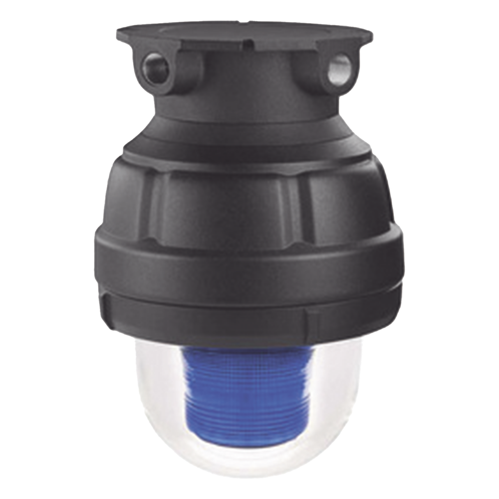 Luz de advertencia LED a prueba de explosión adecuado para su uso en Clase I, Div. I, Grupos C y D; Clase I, Div. 2, Grupos A, B, C y D; Clase II, Div. 1, Grupos E, F y G; Clase III, color Azul, 24 VCD