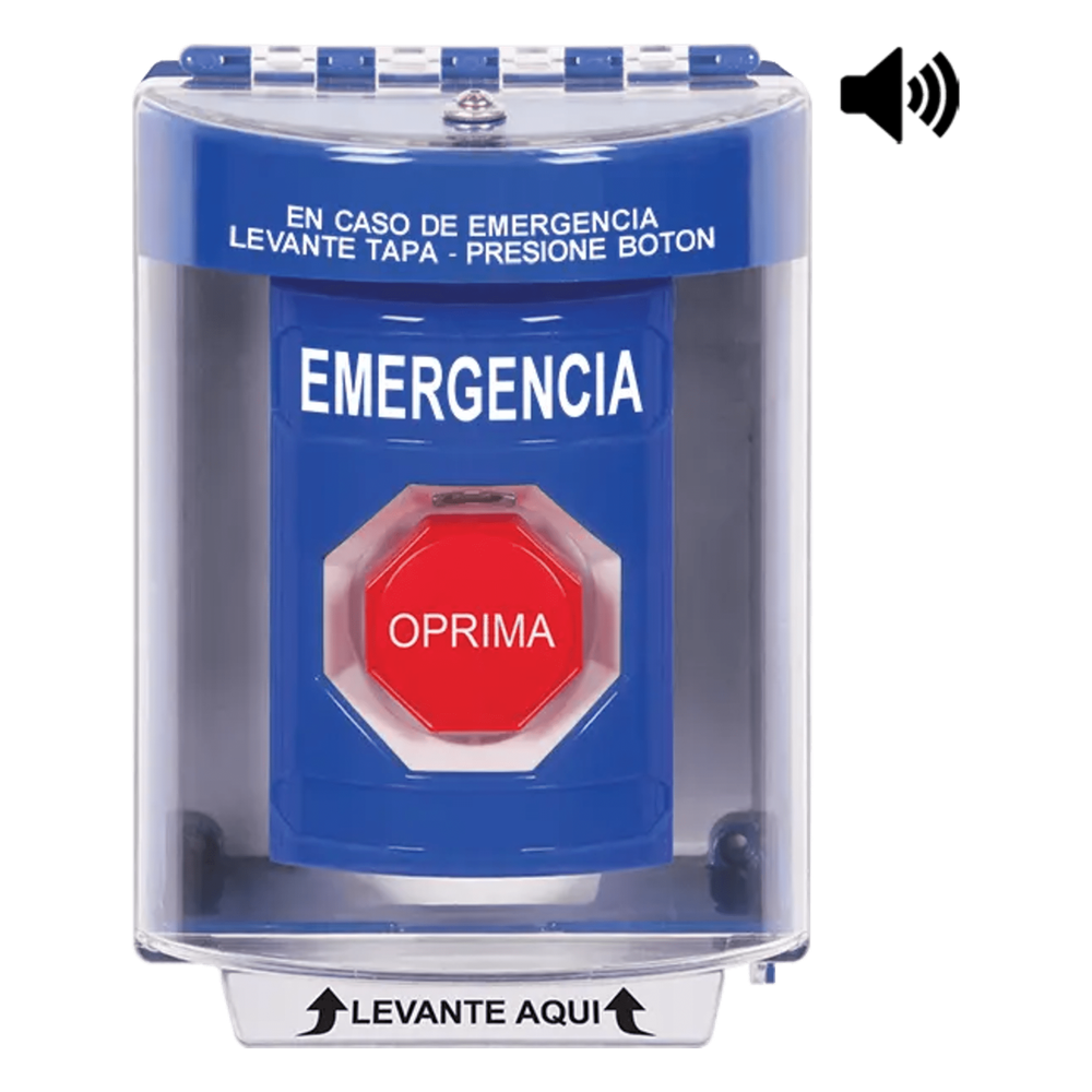 Botón Multipropósito de Emergencia / Superficie con Espaciador / 2 Relés C/NO-NC 10 A @ 250 VCA / Tapa de Policarbonato / Bocina Prealarma / ADA / -40 °C a 121 °C