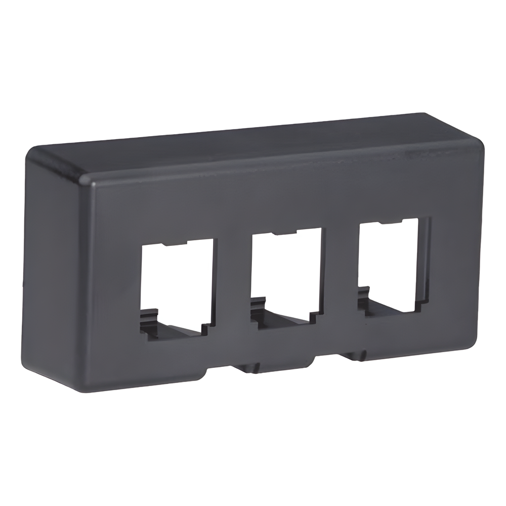 Placa de Mobiliario Modular / 3 Puertos Mini-Com / ABS de Alta Resistencia / 3.5' x 1.7' x 1.17' (88.9 x 43.18 x 29.71 mm) / Negro