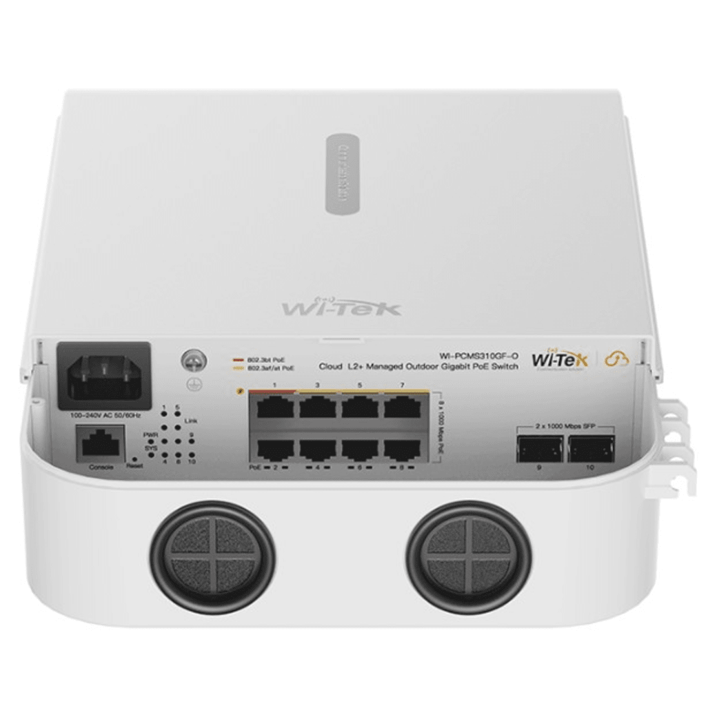 Switch PoE Industrial / 8 Puertos Gigabit / 2 SFP Uplink / PoE++ 90W / PoE+ 30W / 110W Total / 20 Gbps Switching / Sin Ventilador / -30°C a 60°C
