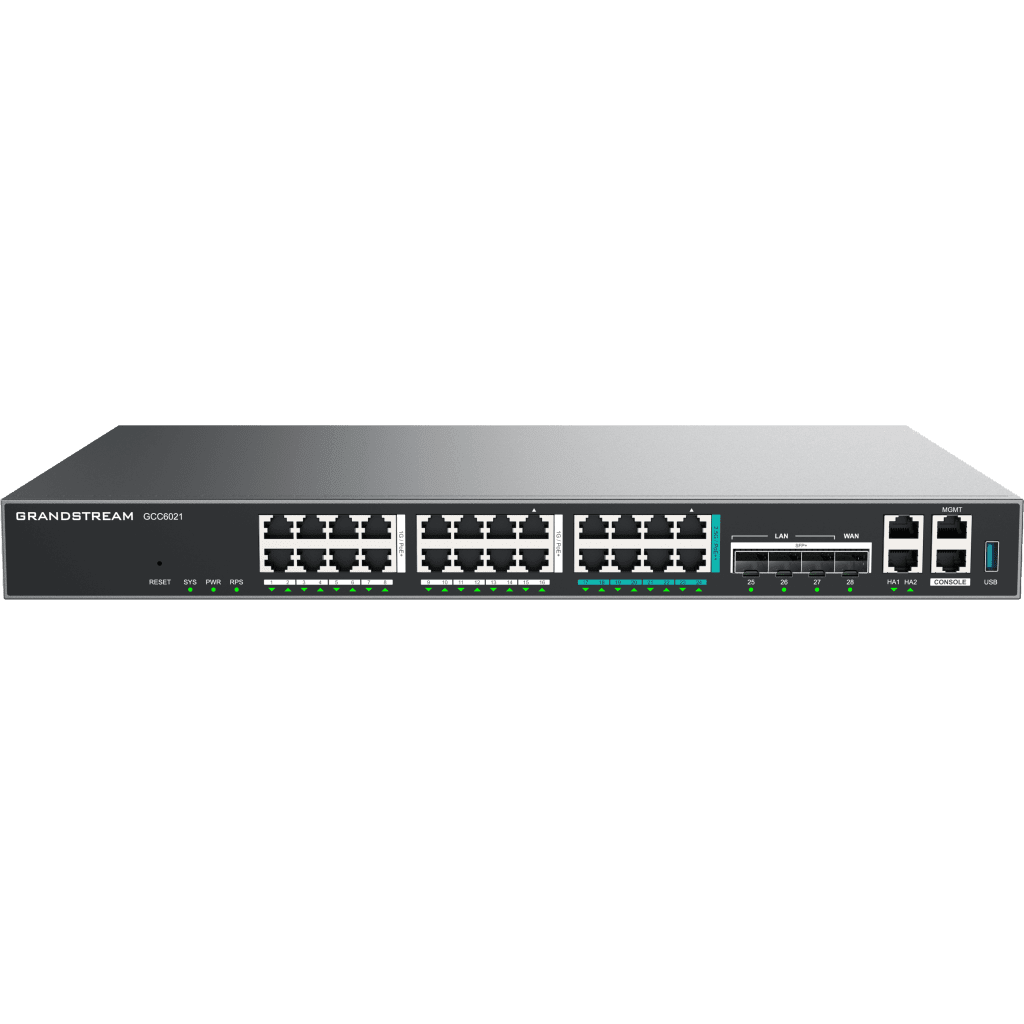 Routers, Firewalls, BalanceadoresGRANDSTREAMGCC6021Router Todo - en - Uno PBX 50 Extensiones Firewall VPN Switch 16 GbE 8x 2.5GbE 4x 10GbE SFP+ GDMS Grandstream GCC6021 - SILYMX