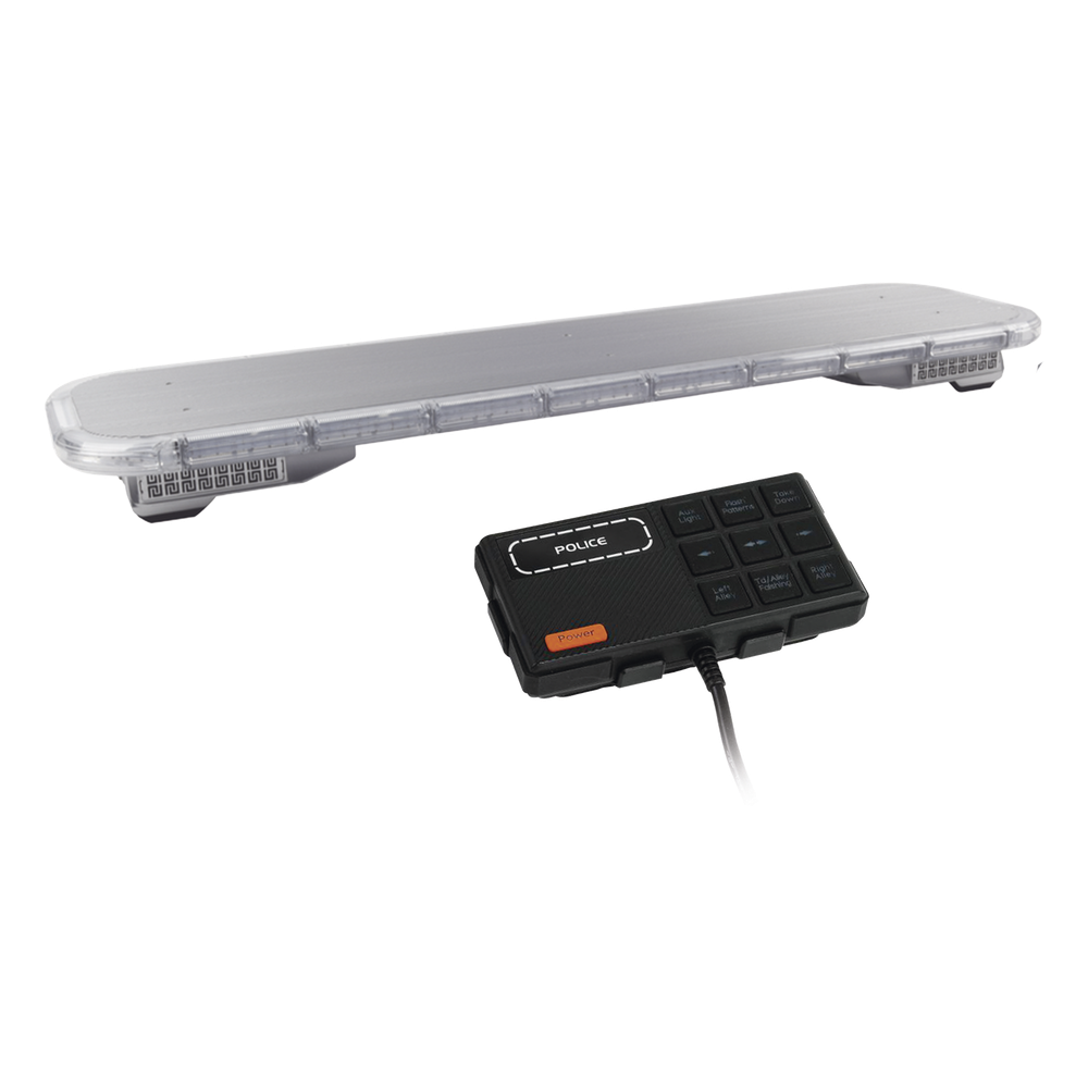 Barra de luces LED / 46 pulgadas (3.83 pies) / 132 LEDs 3W / Rojo-Azul / Sirena y bocina integradas / -40°C a 70°C