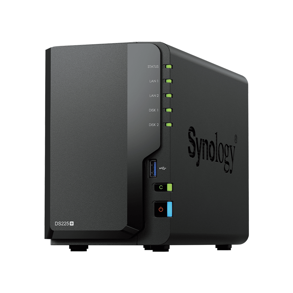 NAS DiskStation DS225+ 2 Bahías Intel Celeron J4125 2 GB DDR4 Hasta 40 TB Puertos 1GbE y 2.5GbE USB 3.2 Gen 1 Compatible con RAID Synology DSM DS225PLUS - SILYMX