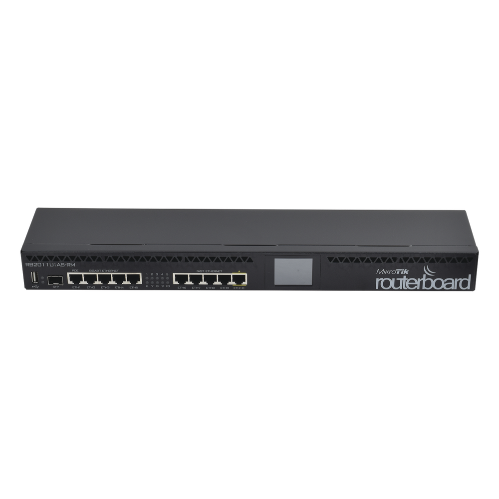 Router Board, CPU 1 Núcleo, 5 Puertos Gigabit, 5 Puertos Fast, 1 Puerto SFP, Licencia Nivel 5 y montaje en Rack
